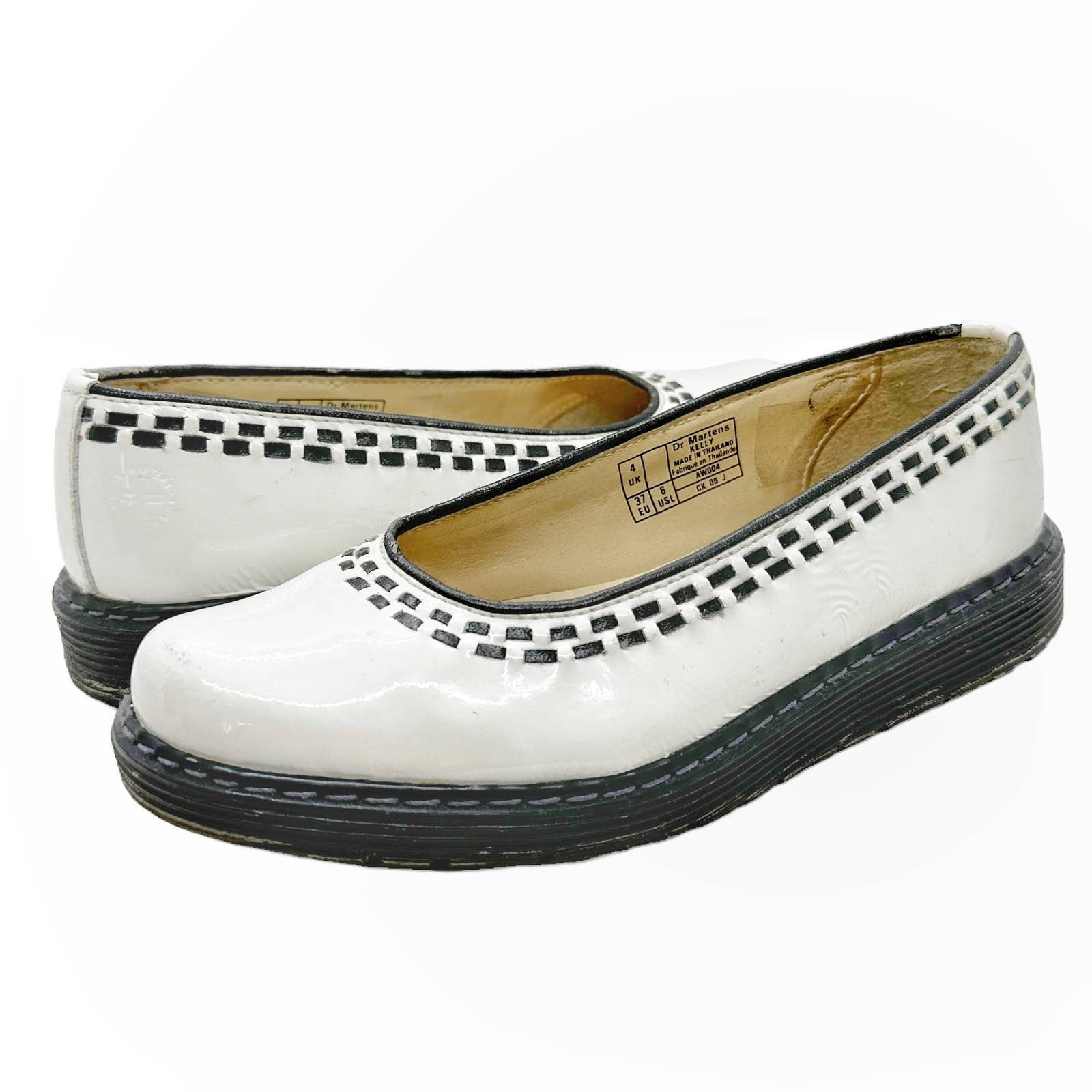 Doc Martens Kelly Ballet Flat Platforms - White Patent - Uk 4 / Us 6 / Eu 37